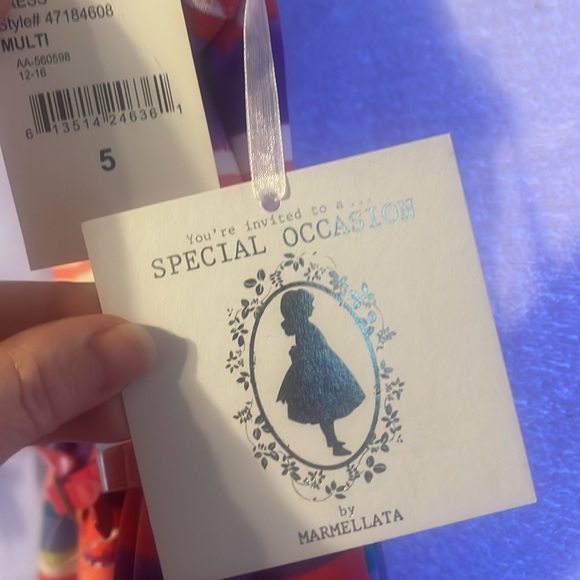 🌺NWT Girls dress w/red belt—-Special Occasion by Marmellata-size 5 - Picture 6 of 7